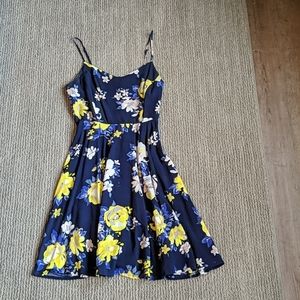 Navy & Yellow Floral Summer Dress